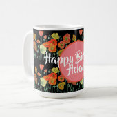 Joyeux anniversaire Poppy floral dames Nom Mug (Devant gauche)