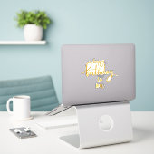 Joyeux Anniversaire Pour Moi Sticker Gold Foil (Ordinateur portable sur le bureau)