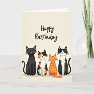 Joyeux Anniversaire pour Quatre Félins Carte