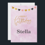 Joyeux anniversaire pour son invitation<br><div class="desc">Invitation d'anniversaire pour elle ! Le nom est modifiable sur le devant. L'information sur le dos est également personnalisable.</div>