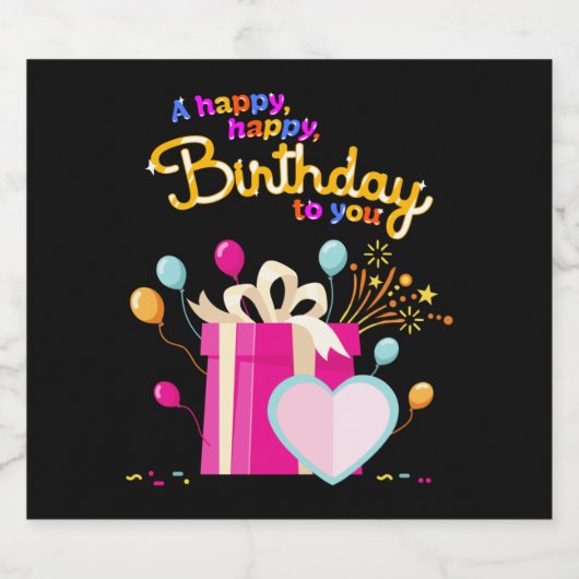 Joyeux Anniversaire Pour Vous Étiquette De Vins Ét (Étiquettes simples)