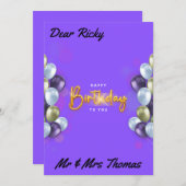 Joyeux Anniversaire pour vous une carte de voeux (Devant / Derrière)