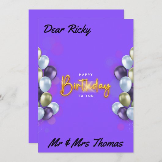 Joyeux Anniversaire pour vous une carte de voeux (Devant / Derrière)