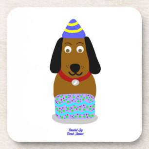 Joyeux Anniversaire Pup Dessous de verre en plasti