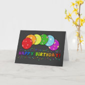 Joyeux Anniversaire Rainbow Balloons couleur carte (Fleur jaune)