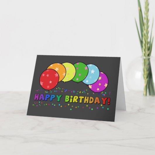 Joyeux Anniversaire Rainbow Balloons couleur carte (Devant)