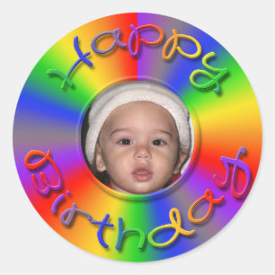 Joyeux anniversaire Rainbow Photo Stickers Modèle
