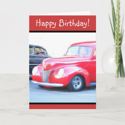 Joyeux anniversaire Red Classic voiture carte de v (Devant)