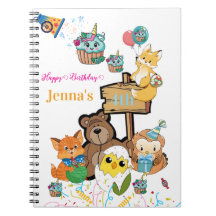 Joyeux Anniversaire Renard Ours en Peluche Cahier 