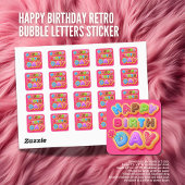 Joyeux Anniversaire Rétro Bulle Lettres Sticker