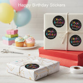 Joyeux Anniversaire (Retro) Sticker Rond Personnal