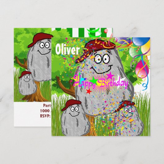 Joyeux Anniversaire Rock Potato Carte d'Invitation (Devant / Derrière)