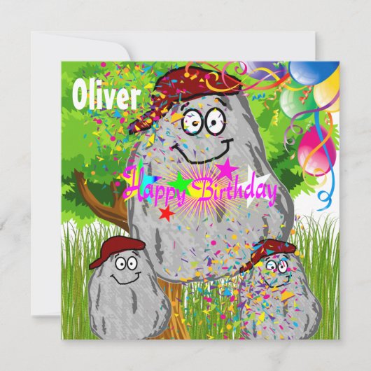 Joyeux Anniversaire Rock Potato Carte Invitation B (Devant)