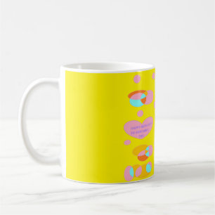 Joyeux anniversaire rose bleu jaune message mug