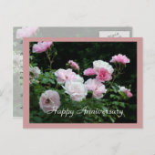 Joyeux anniversaire rose rose carte de fleurs. (Devant / Derrière)