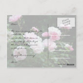 Joyeux anniversaire rose rose carte de fleurs. (Dos)