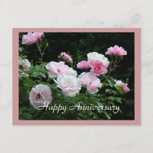 Joyeux anniversaire rose rose carte de fleurs.