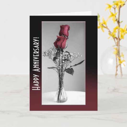 Joyeux Anniversaire Roses Rouges Modèle monochrome (Fleur jaune)