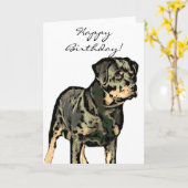 Joyeux anniversaire Rottweiler carte de voeux (Fleur jaune)