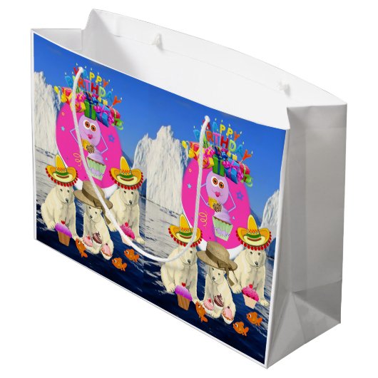 Joyeux Anniversaire Sac cadeau Ours polaire (Dos Angle)