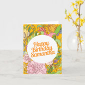 Joyeux anniversaire Samantha| Carte d'anniversaire (Fleur jaune)