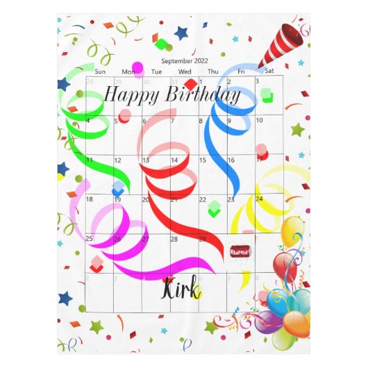 Joyeux anniversaire Septembre 2022 Nappe (Devant)