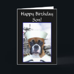 Joyeux anniversaire Son Marine Sailor Boxer Carte<br><div class="desc">Joyeux anniversaire Son Marine Sailor Boxer Chien carte de voeux</div>