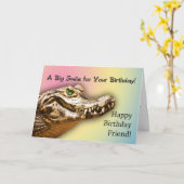 Joyeux Anniversaire souriant carte alligator pour  (Fleur jaune)
