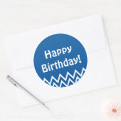 Joyeux anniversaire - Sticker rond bleu (Enveloppe)
