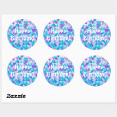Joyeux anniversaire - Sticker rond bleu (Feuille)