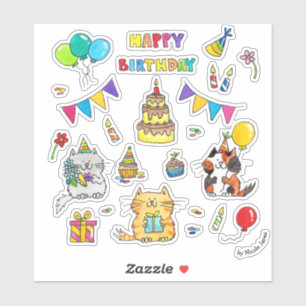 Joyeux Anniversaire stickers Chat par Nicole Janes
