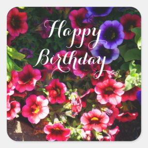 Joyeux Anniversaire Stickers Red Petunias #1