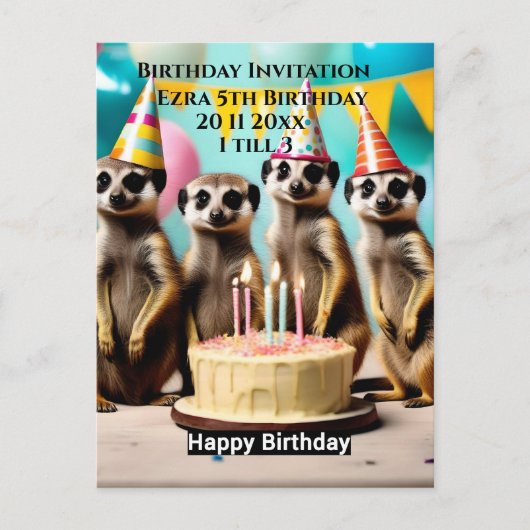 Joyeux Anniversaire Suricate, Invitation Anniversa (Devant)