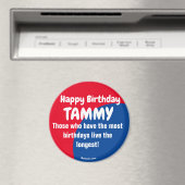 Joyeux anniversaire TAMMY grand aimant rouge/bleu (In Situ (Lave-vaisselle))