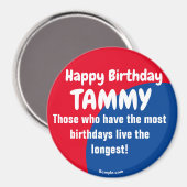 Joyeux anniversaire TAMMY grand aimant rouge/bleu (Recto/Verso)