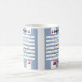 Joyeux Anniversaire Tasse Rayée Bleue et Blanche (Centre)