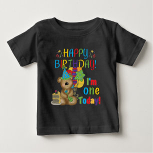Joyeux anniversaire Teddy Bear 1er T-shirts et cad