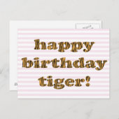 Joyeux anniversaire tigre ! Carte postale fun Tigr (Devant / Derrière)