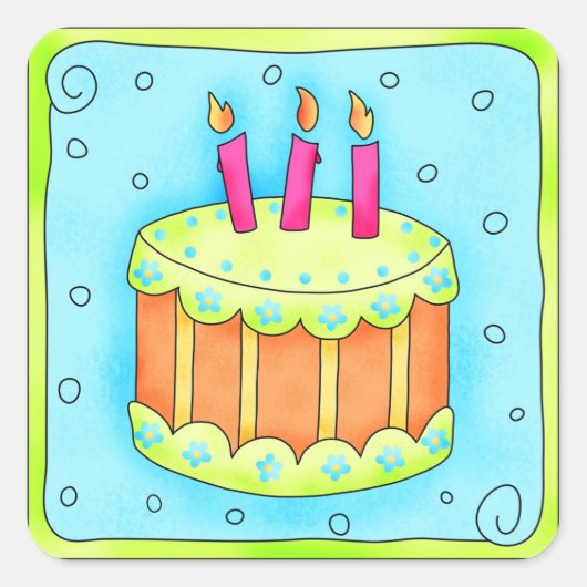 Joyeux Anniversaire Turquoise Cake Sticker Troisiè (Devant)
