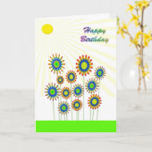 Joyeux anniversaire, une carte de fleurs heureuses (Fleur jaune)