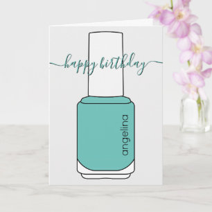Joyeux Anniversaire vernis art turquoise carte