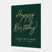 Joyeux Anniversaire Vert Or Script moderne (Angle)