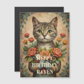 Joyeux anniversaire vintage carte magnétique du ch (Devant / Derrière)