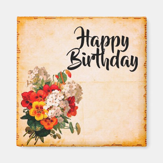 Joyeux Anniversaire Vintage sur mesure Magnet (Devant)