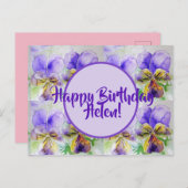 Joyeux anniversaire Viola floral dames Nom Carte p (Devant / Derrière)