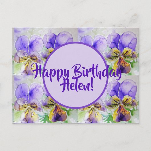 Joyeux anniversaire Viola floral dames Nom Carte p (Devant)