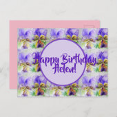 Joyeux anniversaire Viola floral dames Nom Carte p (Devant / Derrière)