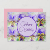 Joyeux Anniversaire Viola floral Mesdames Carte Po (Devant / Derrière)
