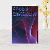 Joyeux Anniversaire Violet Bleu Abstrait Modèle Vi (Fleur jaune)
