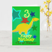 Joyeux anniversaire Votre nom Carte Dinosaur (Fleur jaune)